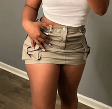 Load image into Gallery viewer, Khaki Cargo Mini Skirt
