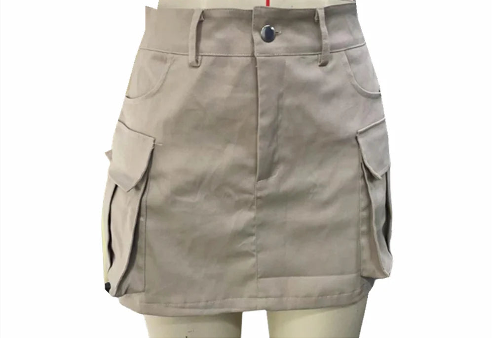 Khaki Cargo Mini Skirt