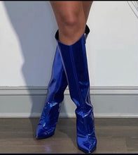 Load image into Gallery viewer, Metallic Boots Dark Blue
