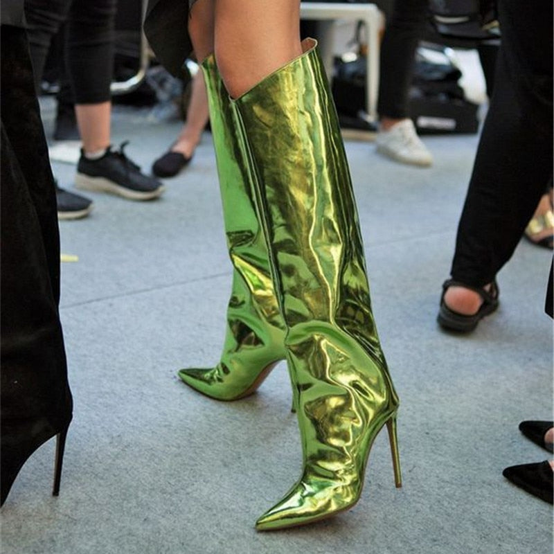 Metallic Boots Green