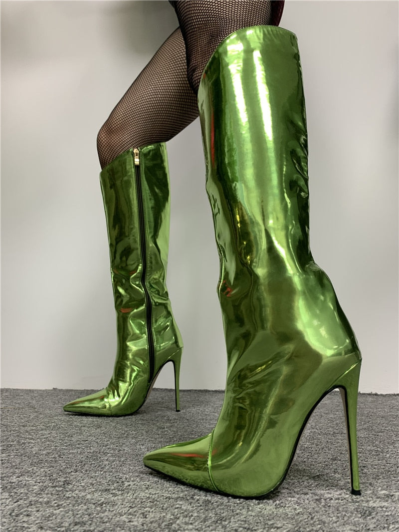 Metallic Boots Green